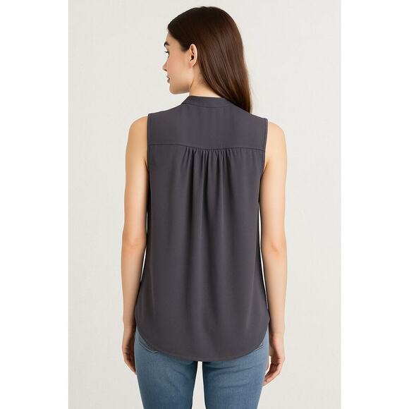 J.Crew Womens Sleeveless Blouse Size 4 Gray Utility Style Button Casual Top - Picture 2 of 11